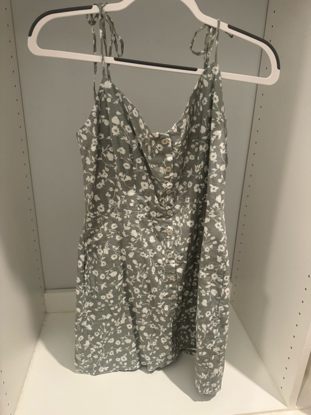 Abercrombie & Fitch Sage Green Floral Button-Front Sundress XS